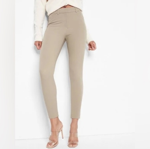 Express Editor High Rise Skinny Cream Pants Business Casual Luxury Minimalist - Picture 2 of 10